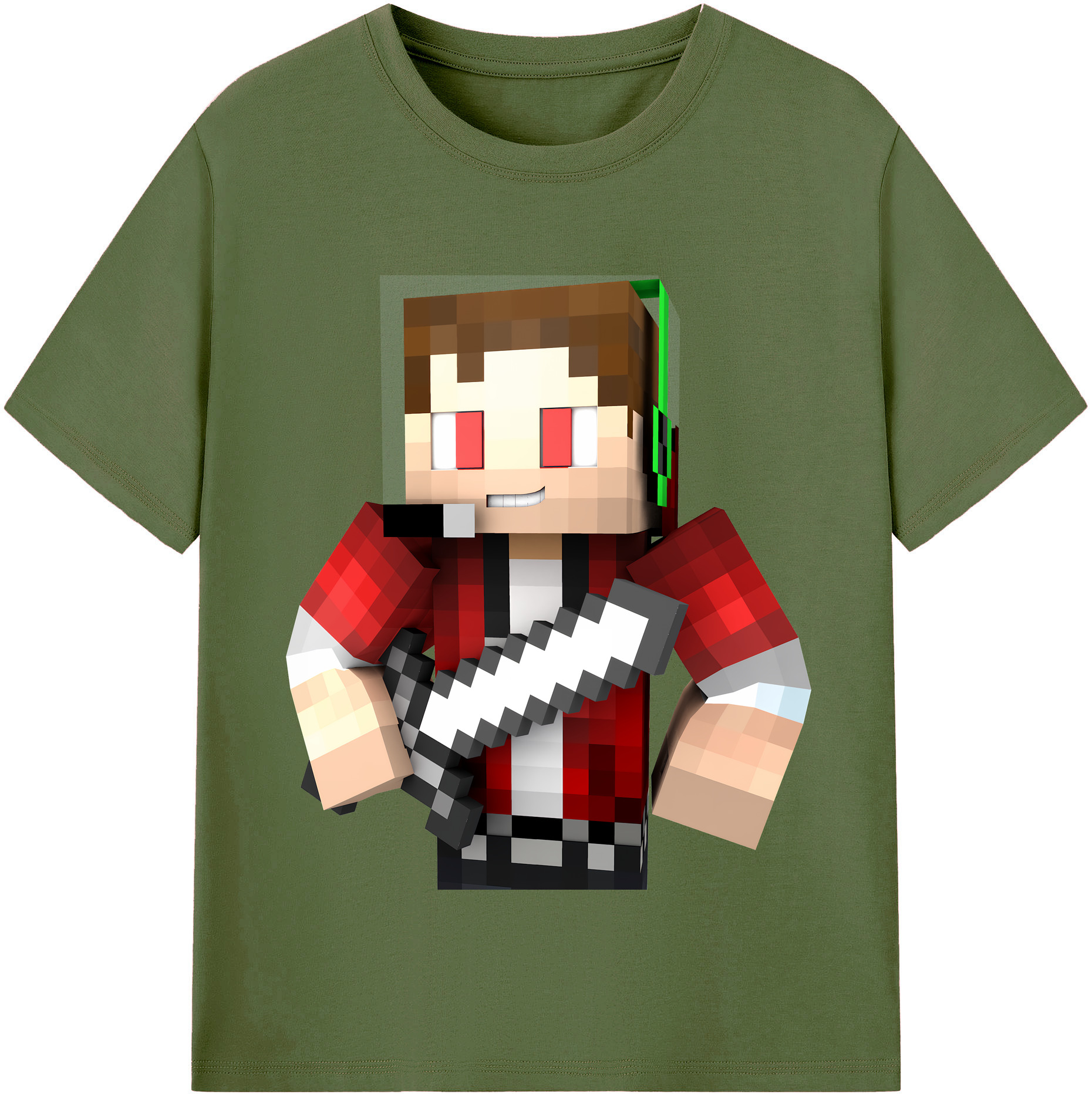 （画像用） マインクラフト ブロックの世界 Minecraft MC Block world 綿100％半袖Tシャツ（フロントプリント）